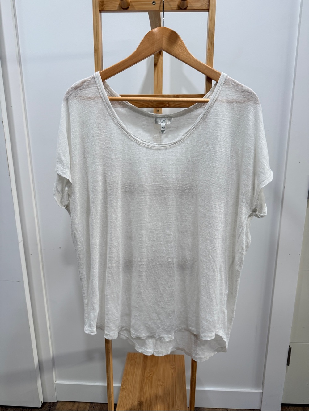 Joie White Scoop Neck Short Sleeve 100% Linen Tee - Picture 1 of 5
